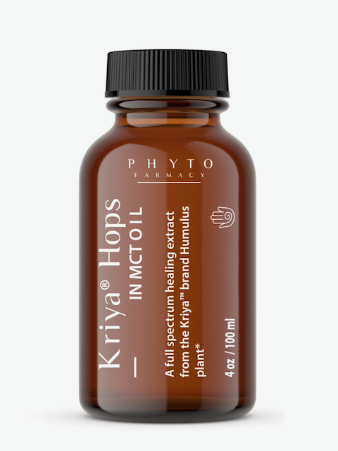 Kriya Hops CBD 1200 mg MCT oil in amber bottle — fast-release non-cannabis CBD extract rich in terpenes.