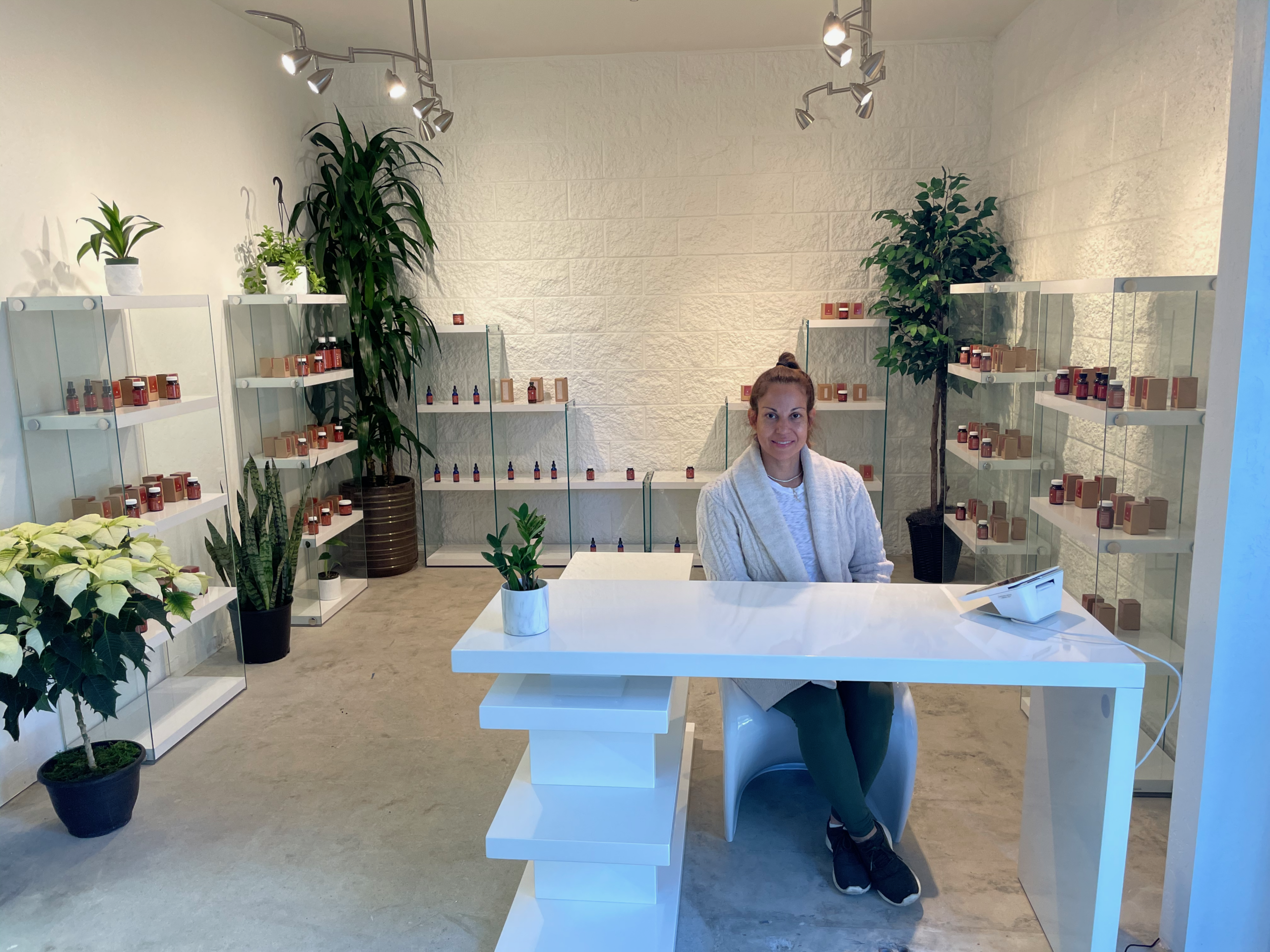 Kriya® Hops products displayed in the San Francisco store, showcasing non-cannabis, THC-free botanical extracts with batch-level transparency.